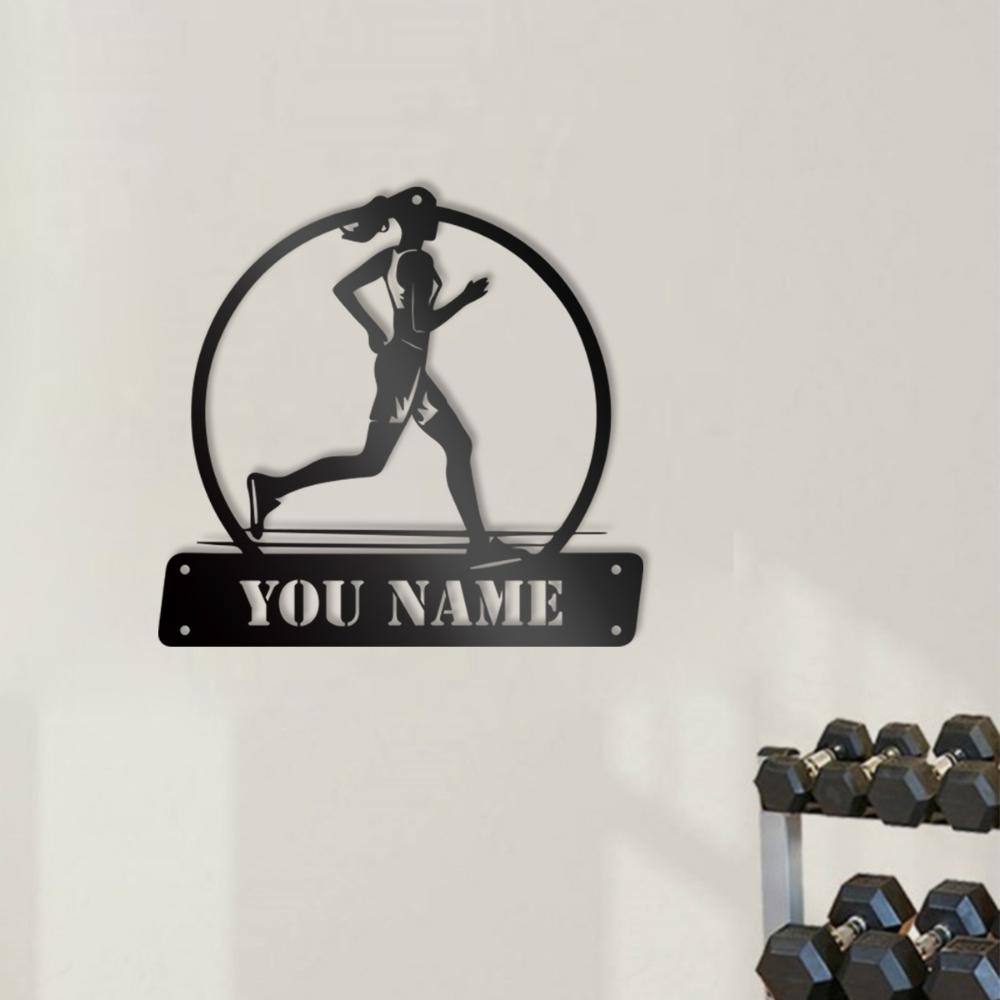 Unique Handmade Custom Running Sports Wall Decor Black Iron Art Deco for Fitness Clubs Marathons