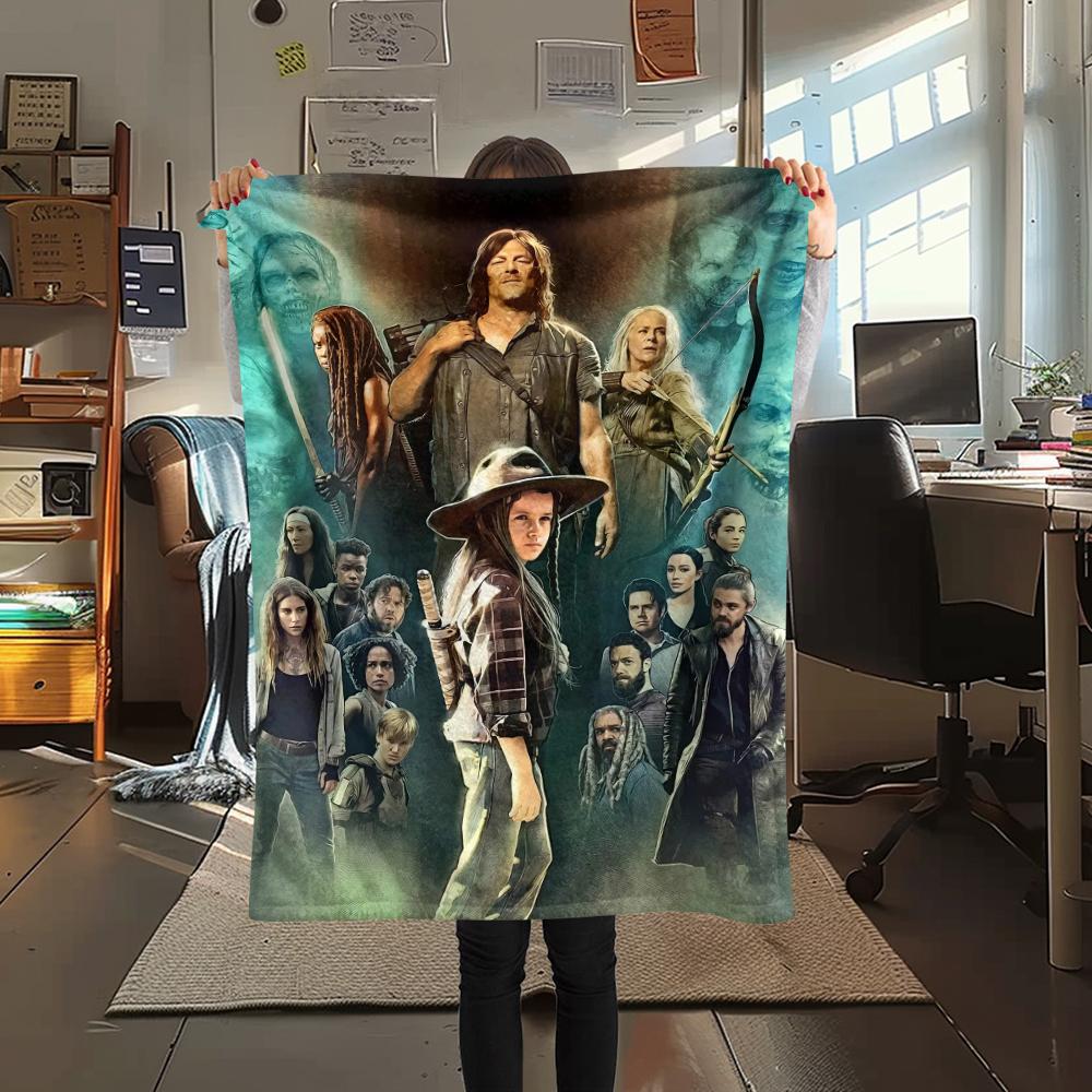 1PC The Walking Dead Print Flannel Blanket, High quality All Seasons, Home Decor, Warmth and Comfort, Perfect for Christmas Gifts