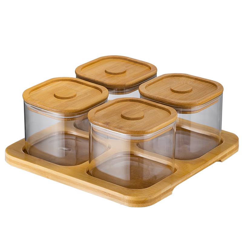 

Divided Glass Snack & Fruit Serving Set with Lid