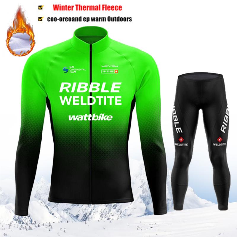 2026 Winter Thermofleece Radtrikot Set Maillot Ropa Ciclismo Warm Halten MTB Fahrradbekleidung Fahrradbekleidung Blaues Radsportset