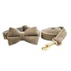 Adjustable Gray Velvet Dog Collar and Leash with Engraving Option