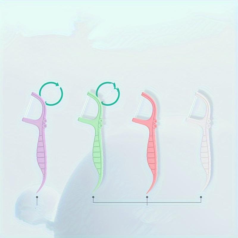 Mint Double-Line Floss Sticks, 52 Pieces, Portable Floss Container, PP Material, Suitable for Oral Care