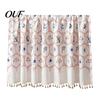 Watercolor Botanical Curtains Wildflowers Blossom Oven Skirt, Floral Valance Curtain with Colorful Tassels, Rod Pocket, Farmhouse Cabinet Stove Skirt