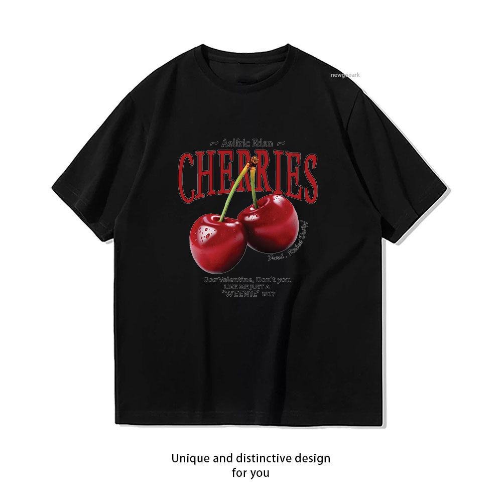 Cherries Fresh Tshirt Unisex Unisex Summer Cotton Cartoon Graphic T Shirts Adult Classic Oneck Shortsleev Gift Tops Tee S3XL
