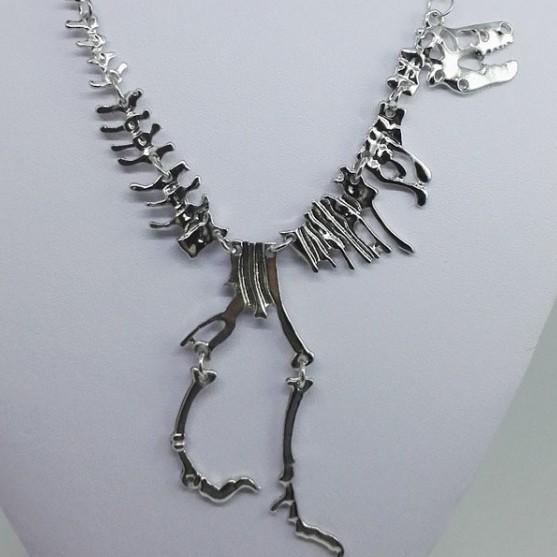 Adjustable European & American Style Exaggerated Dinosaur Skeleton Alloy Necklace