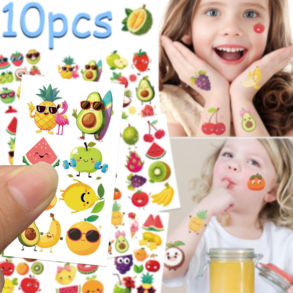 10sheets Cartoon Fruit Watermelon Cherry Tattoo Stickers For Arm Body Temporary Waterproof Tattoo Stickers Kids Creative Gifts
