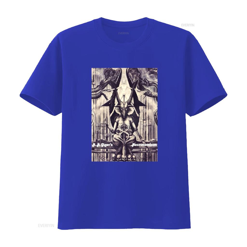 HR Giger Necronomicon T Shirt Unique Fantasy Art Print for Men and Women vintage Washed Unisex streetwear graphic Soft