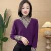 Women's 2024 Winter Patchwork Turtleneck Long-Sleeve T-Shirt: Stylish, Warm, and Versatile.