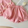 Children's Set Summer Korean Girls' Bow Sleeveless Vest+shorts Casual Dress