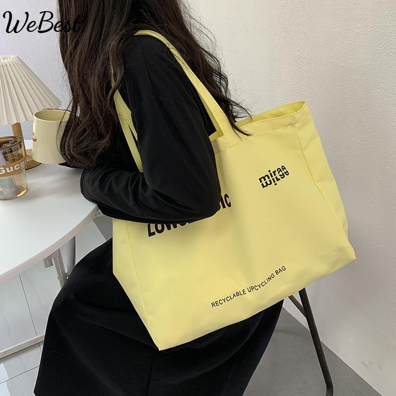 

2025 New Solid Color Letter Print Large Capacity Shoulder Bag Tote Bag