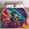 Vibrant Motocross Rider Ultra-Soft Cozy Blanket - Perfect for Winter Warmth, Ideal Gift for Sports and Art Enthusiasts