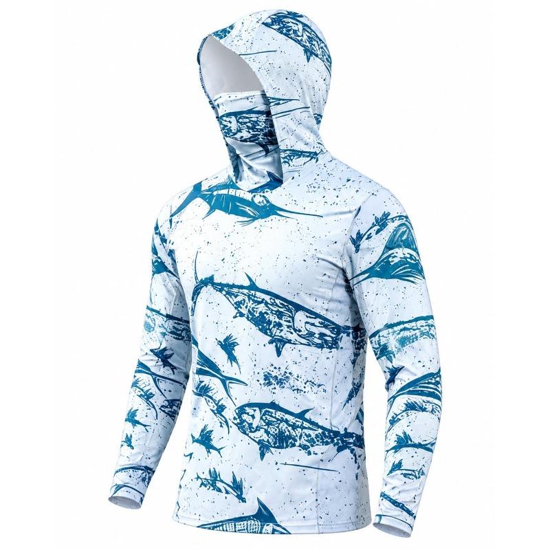Unisex Dustproof Digital Hoodie with Bonus Face Mask, Long-Sleeve Top, Suitable for Outdoor Fishing