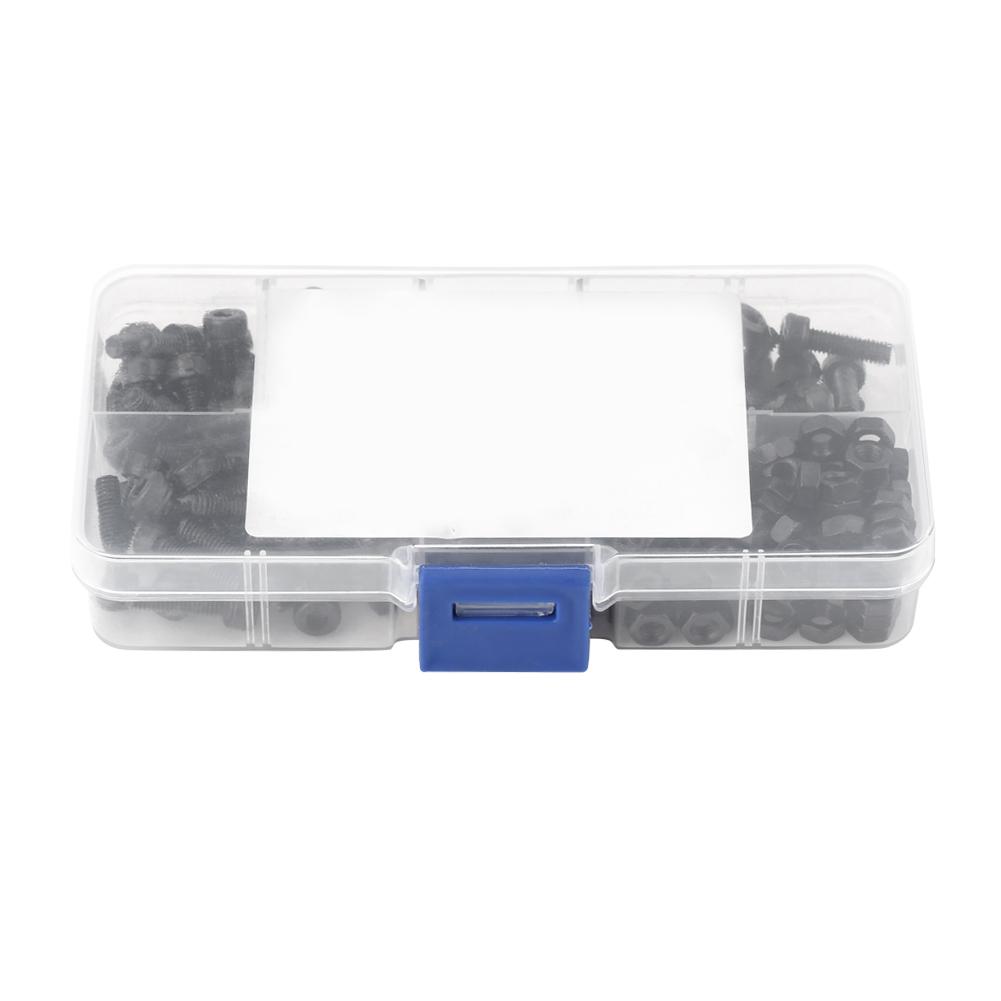 240pcs M4 Carbon Steel Hex Socket Cap Head Screws 6 8 10 12 14 16mm and Nuts Assrotment Set