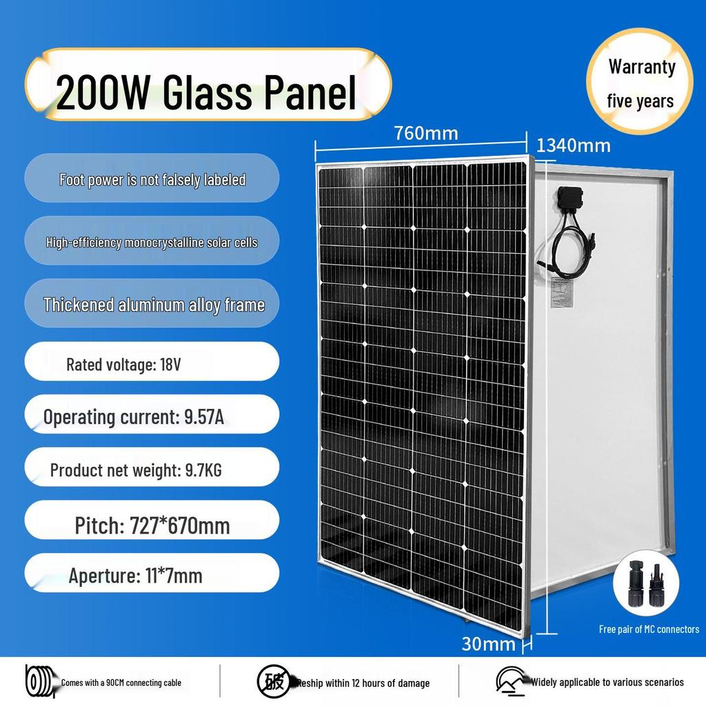 Monocrystalline Solar Panel Power System for Home & RV, 12V/24V with Lithium Battery Charging