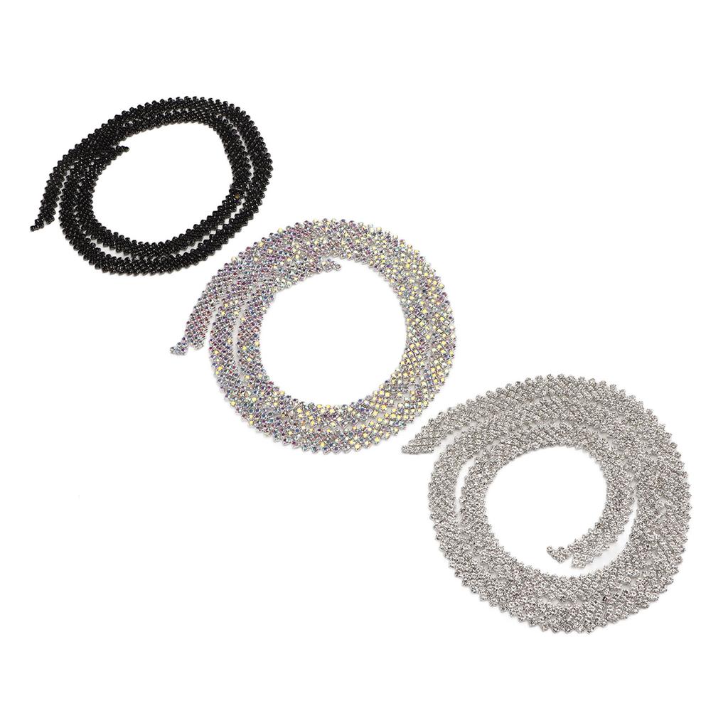 3 Yard 5 Rows Rhinestone Trim Glittering Sparkling Beautiful 3 Colors Rhinestone Chain Applique for Wedding Clothing