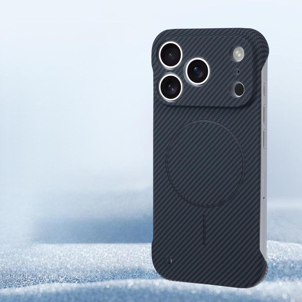 Frameless Kevlar Carbon Fiber PC For Magsafe Wireless Charge Phone Case For iPhone 17 Air 16 15 14 13 12 11 Plus Pro Max