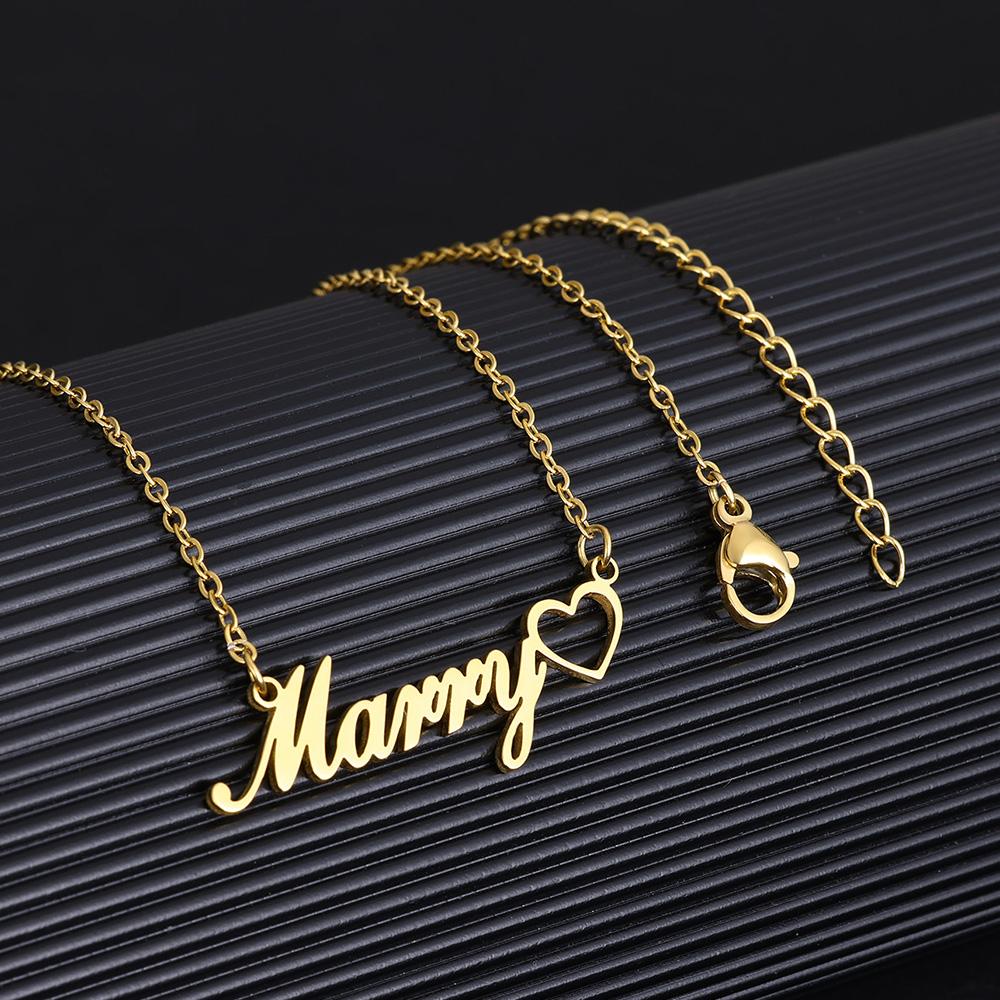 Collana Personalizzata DIY con Nome e Cuore per Donna Ragazza Colore Oro Acciaio Inossidabile Regalo Compleanno Anniversario Gioiello Mamma Personalizzazione