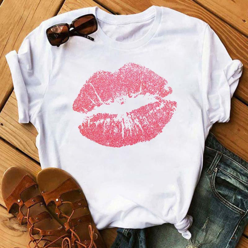 Red Lip Trend 2025 Women S and Men S T-shirts Top Cartoon Neutral Graphics 100% Pure Cotton Top Short Sleeves 2D Print