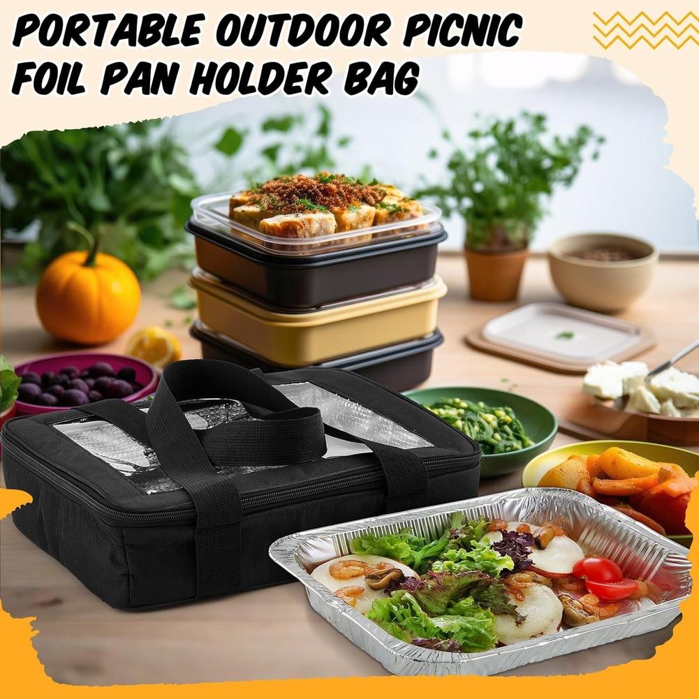 

Stackable Insulated Food Carrier Bag With Lid Aluminum Foil Pan Holder Handle 33*27*7cm Insulated Bag Barbecue Tools Bags China Mainland