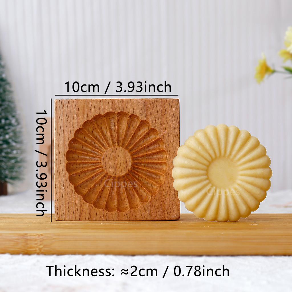 3D Wooden Cookie Cutter Moulds for DIY Baking, Engraved Embossed Biscuit Molds, for Gingerbread Fondant Christmas Gift Kitchen