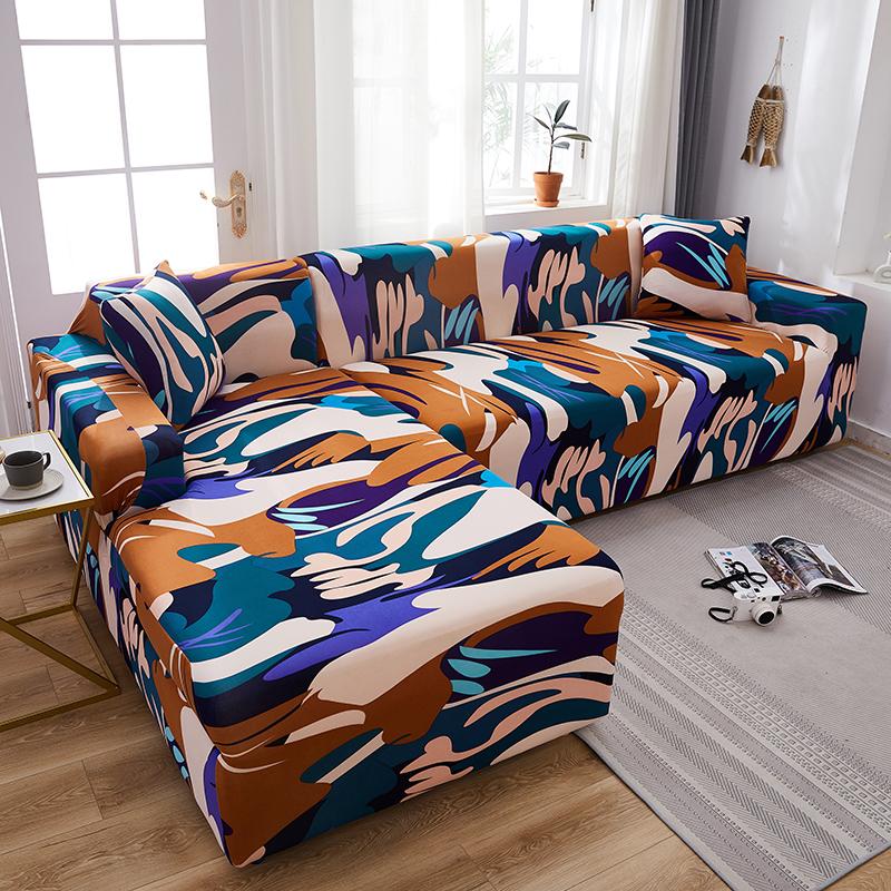 Floral Sofa Cover for Living Room Elastic Stretch Sectional Corner Couch Cover Sofa Towel Slipcovers L Shape needs to buy 2pcs