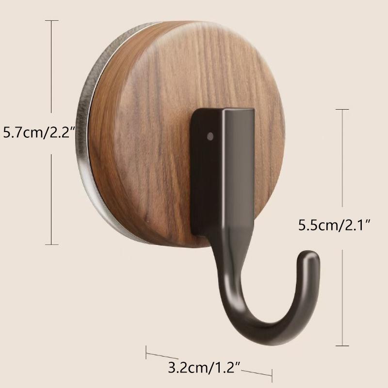 Walnut Wood Door Hook Strong Wall Mounted Single Hook No Drilling Clothes Adhesive Hook