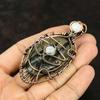 Evil Eye Black Rutile Copper Pendant Copper Wire Wrapped Jewelry Black Rutile Jewelry Moonstone Evil Eye Pendant Handmade Designer Pendant