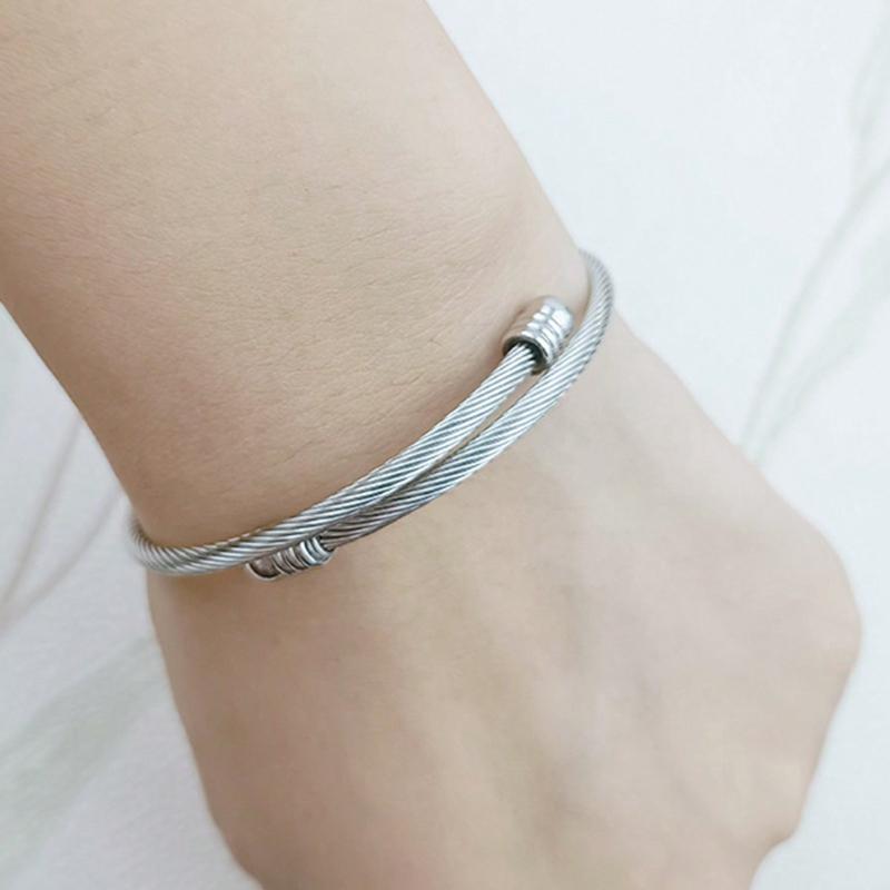 2pcs European & American Geometric Metal Bracelet, Men's & Hip Hop Style Fashion Cuff Bracelet