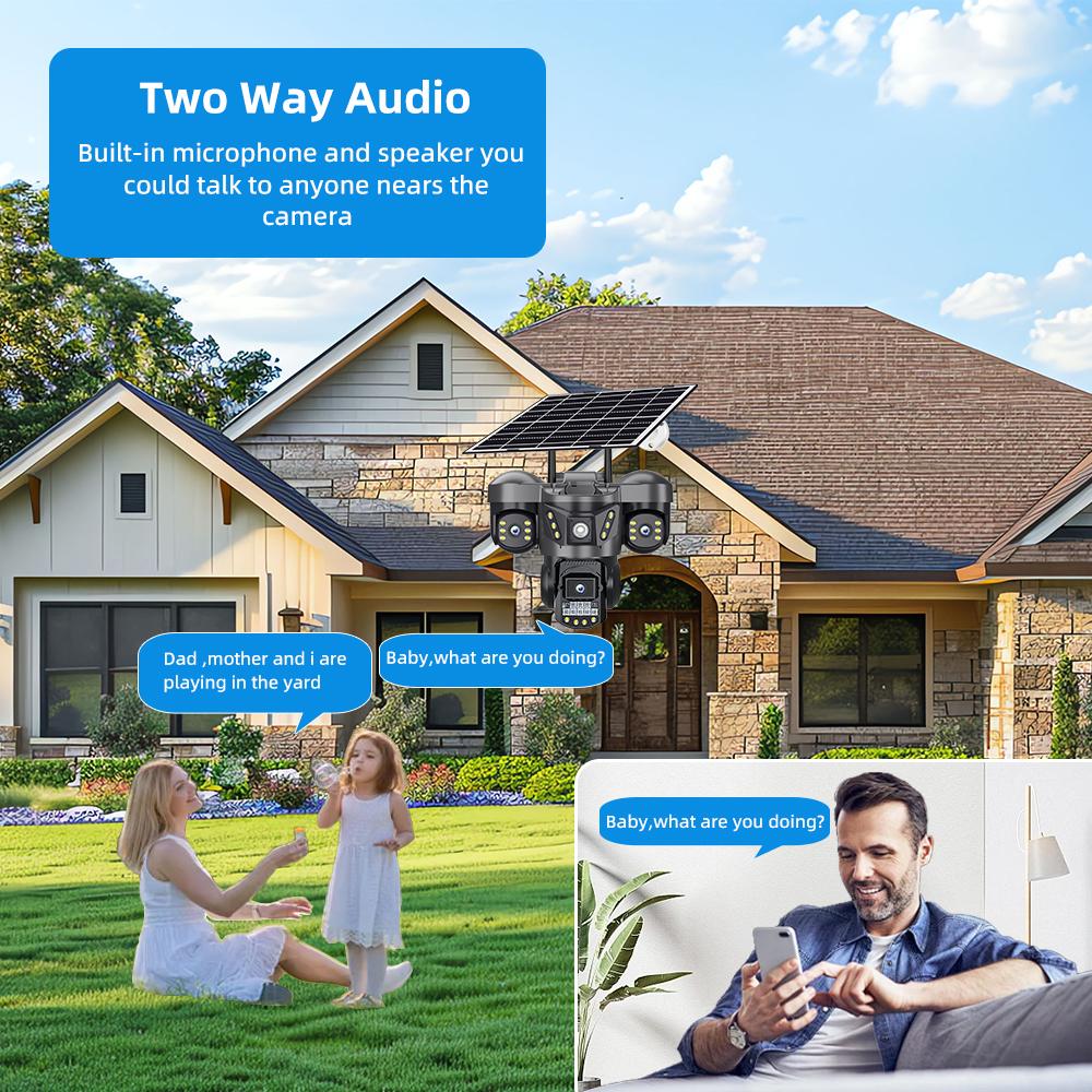 AOV Solar Monitor Home All-day Recording 4g Three-screen Solar Camera CCTV