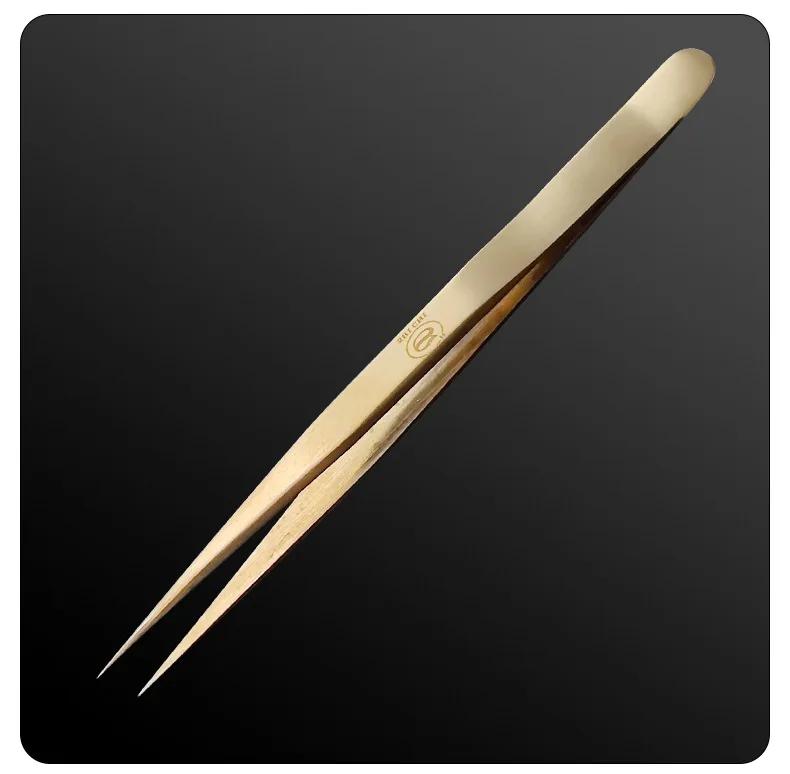 1set Precision Watch Repair Tweezers, Hand-Polished Brass Tweezers, Anti-Magnetic Anti-Slip Fine Tip Tweezers for Watch Parts
