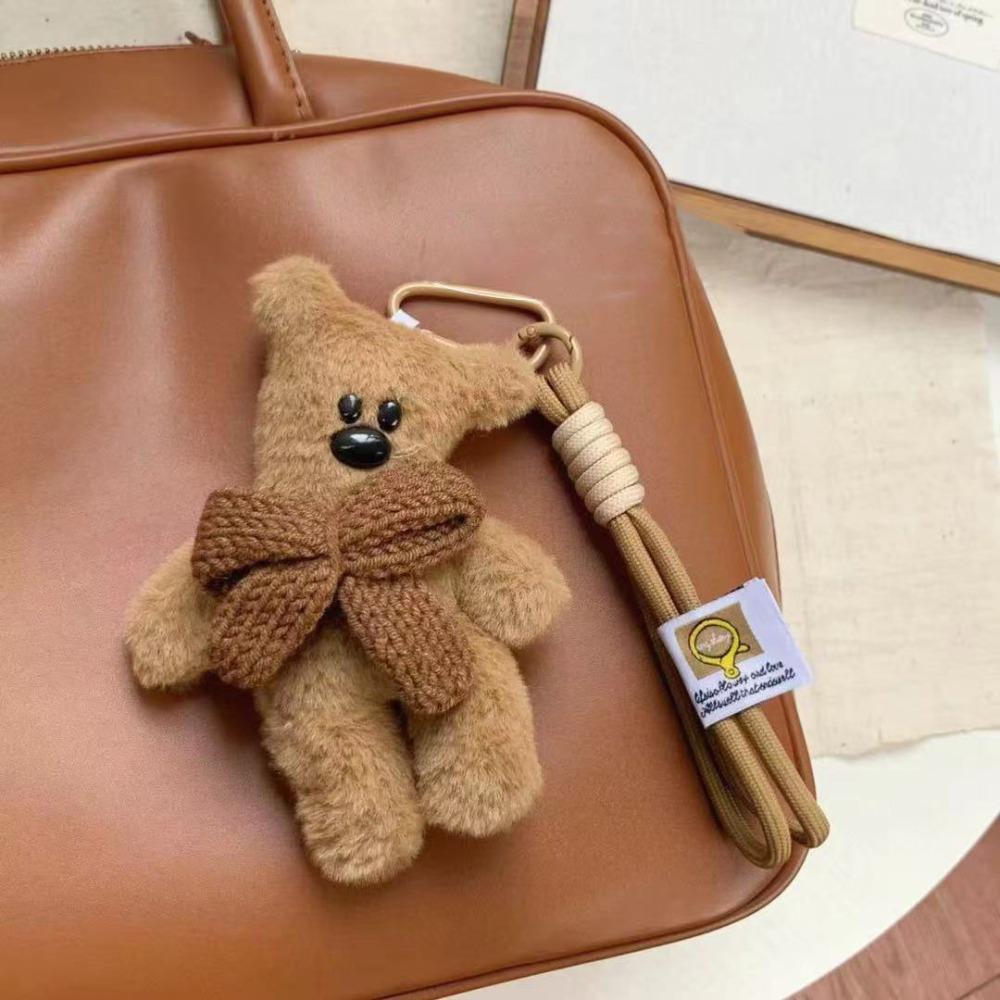 Cute Soft Bear Bag Charm Brown Bag Hanging Cartoon Keychain Cartoon Handmade Craft Keychain Bag Decoration