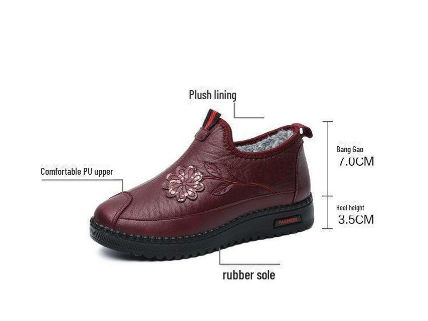 Women's Plus Velvet Winter Boots - Warm, Soft, Non-Slip Old Beijing-Style Shoes for Middle-Aged & Elderly