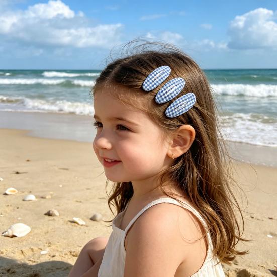 4 Piezas Pasadores para el Cabello de Niña Estampado a Cuadros Forma de Gota de Agua BB Clips Flequillo Cabello Lateral Pasadores Firmes Borde Metálico Resistente al Óxido Accesorios para el Cabello