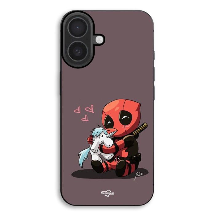 Coque de téléphone - MANIACASE - iPhone 17 - Bébé Deadpool avec Licorne - Silicone TPU - Souple