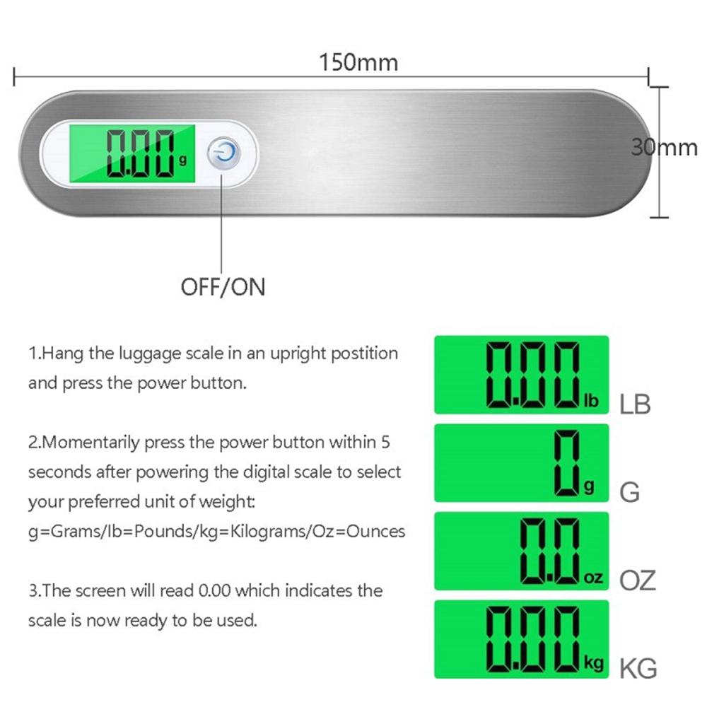 Portable Travel 110lb / 50kg LCD Digital Hanging Luggage Scale Electronic Weight