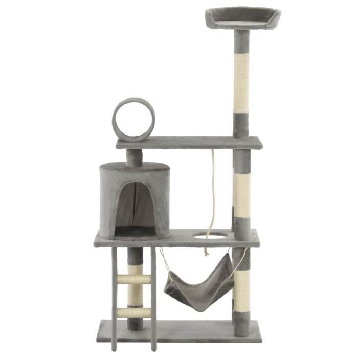 VidaXL Arbre à chat avec griffoirs en sisal 140 cm Gris
