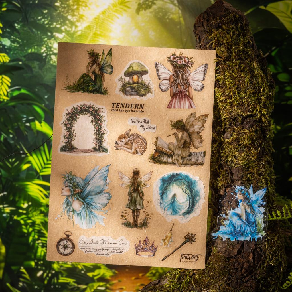 Forest Elf Theme Sticker Book 20 Sheets/Bag For Scrapbooking DIY Collage Material Background Decoration Journal Supplies