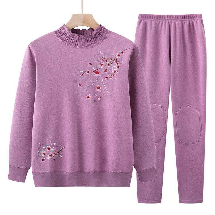 

Бархатное термобелье, комплект из двух предметов, базовый утолщенный свитер для мамы, одежда для осени и зимы для людей среднего и пожилого возраста 4XL