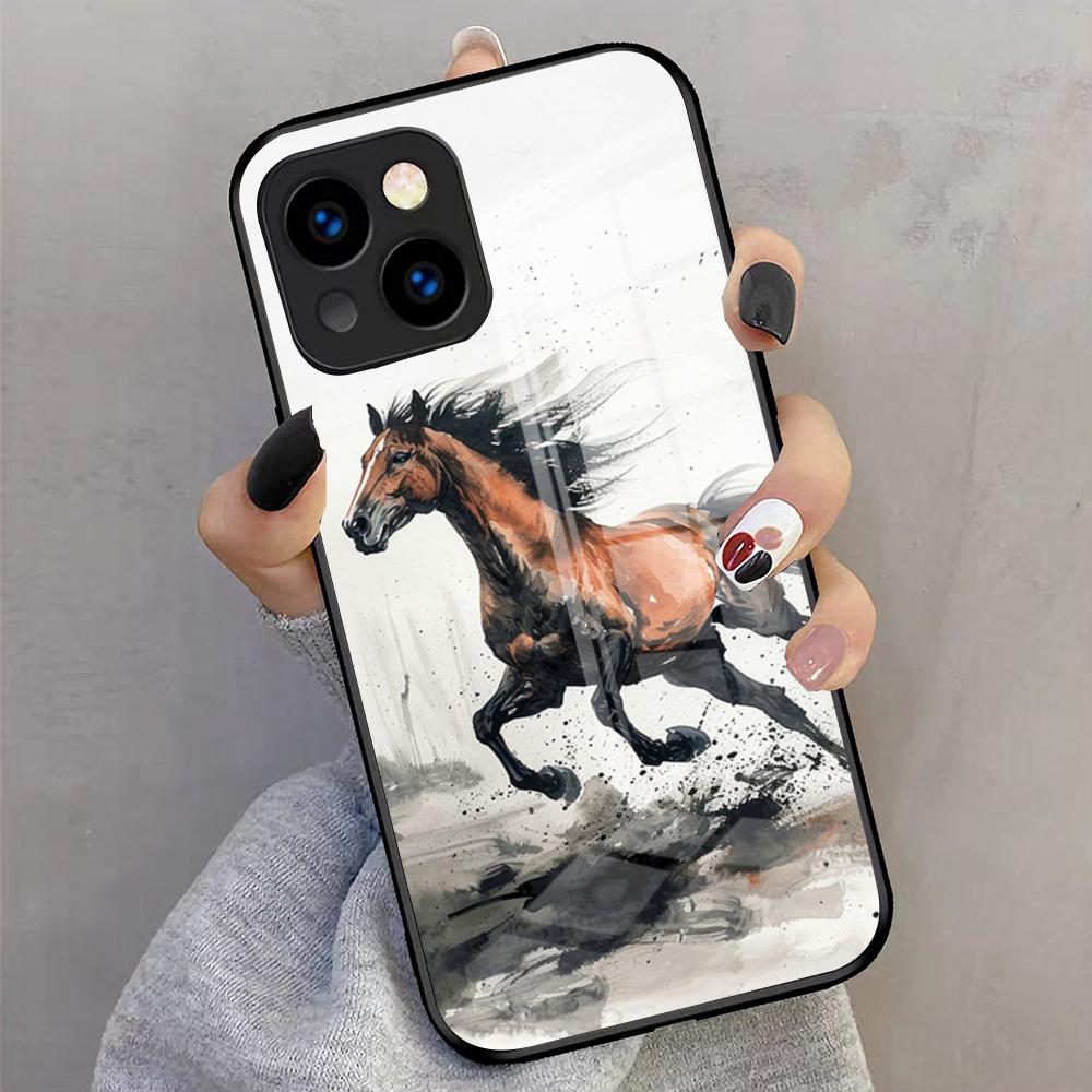Cool Running Horse Phone Case For IPhone 17 Pro Max 16 15 14 Pro Max 13 11 X Xs Xr 8 7Plus Glass Cover