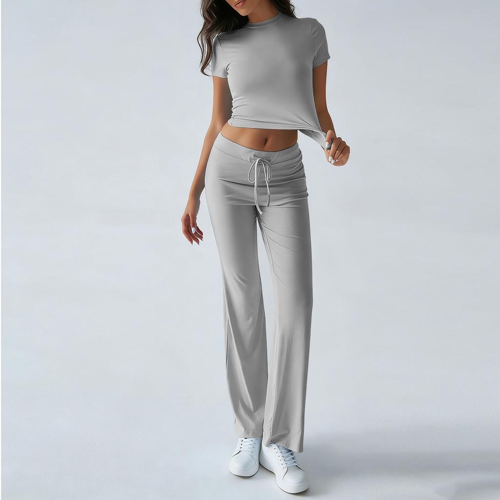 Women's Color Casual Top And Pants Fashion Two-piece Set
