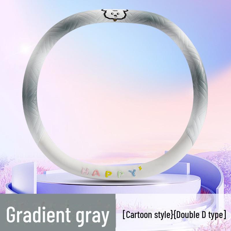 2024 Lenkradbezug aus Nappaleder mit Farbverlauf und Welpenmotiv in farbenfrohem Design