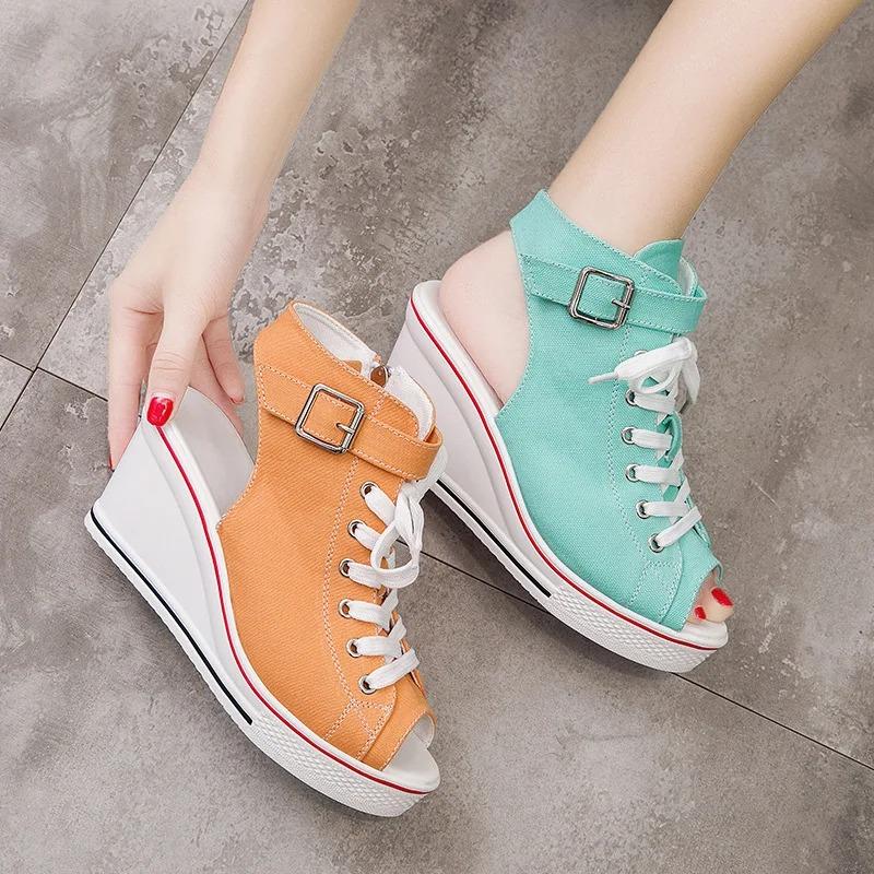 Women Sandals Lady Platform Wedges Sandals Zipper Comfortable Women's Toe Casual Summer Sports Shoes Sandalias