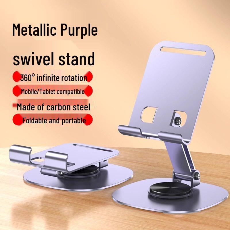 Jade Lotus 360° Rotating Aluminum Phone Holder: Foldable, Height-Adjustable, Multi-functional Desktop Stand