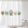 Green Plant Leaf Cactus Shower Curtain Printed Modern Nordic Minimalist Polyster Bathroom Curtain Home Decor Curtain with Hooks