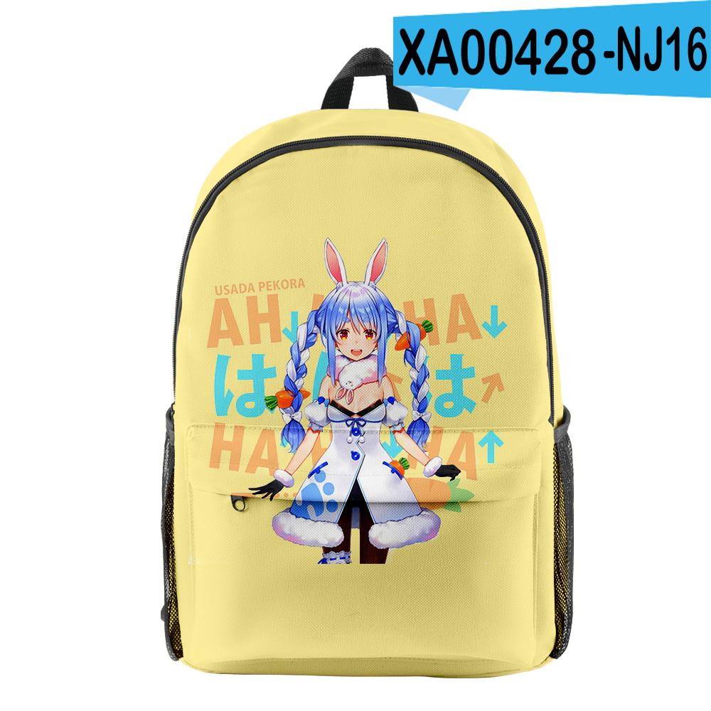 Classic HOLOLIVE VTuber Usada Pekora pupil Bookbag Notebook Backpacks 3D Print Oxford Waterproof Boys/Girls Travel Backpacks