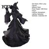 Festive Party Centerpiece Halloween Witch Lamp Figurine, Stained Glass Hat Night Light, Gothic Table Dark Holiday Decoration Resin Spooky Lantern for