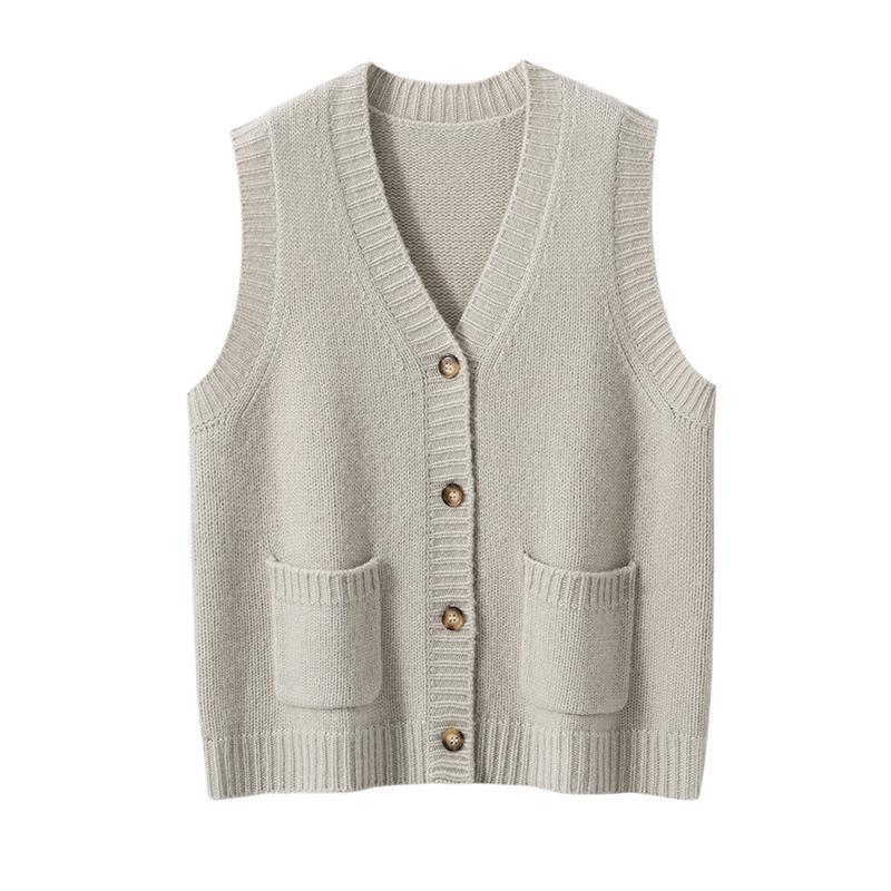 Women's Cashmere Vest: Autumn & Winter Style, Sleeveless, Fashionable Layering Cardigan, 7-Gauge Thick