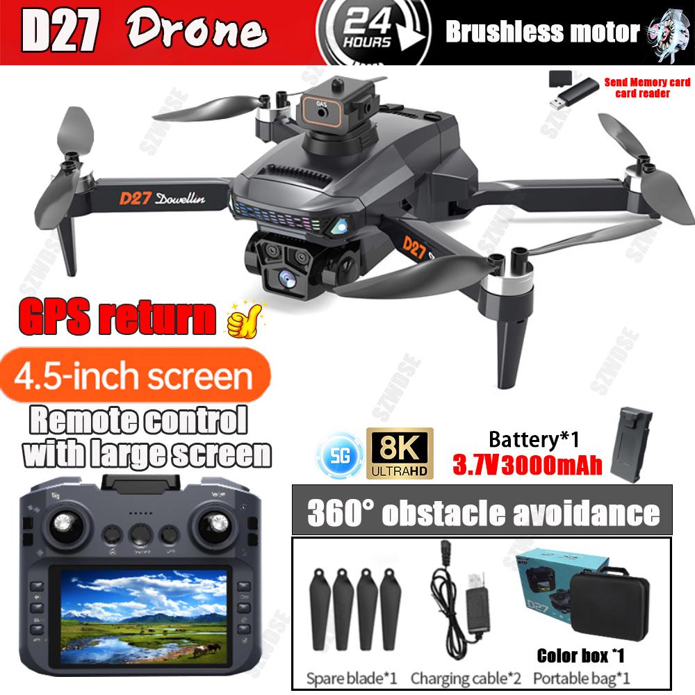2025 New D27 GPS Drone 8K Camera Screen Send Memory Card 5G Image Transfer Obstacle Avoidance Brushless FPV Drone RC Quadcopter