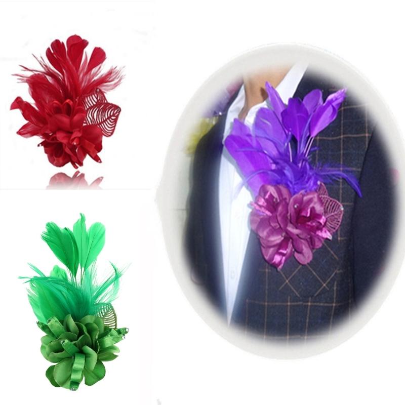 Punk Feather Flower Hair Hoop Women Prom Party Brooch Carnivals Hair Supplies