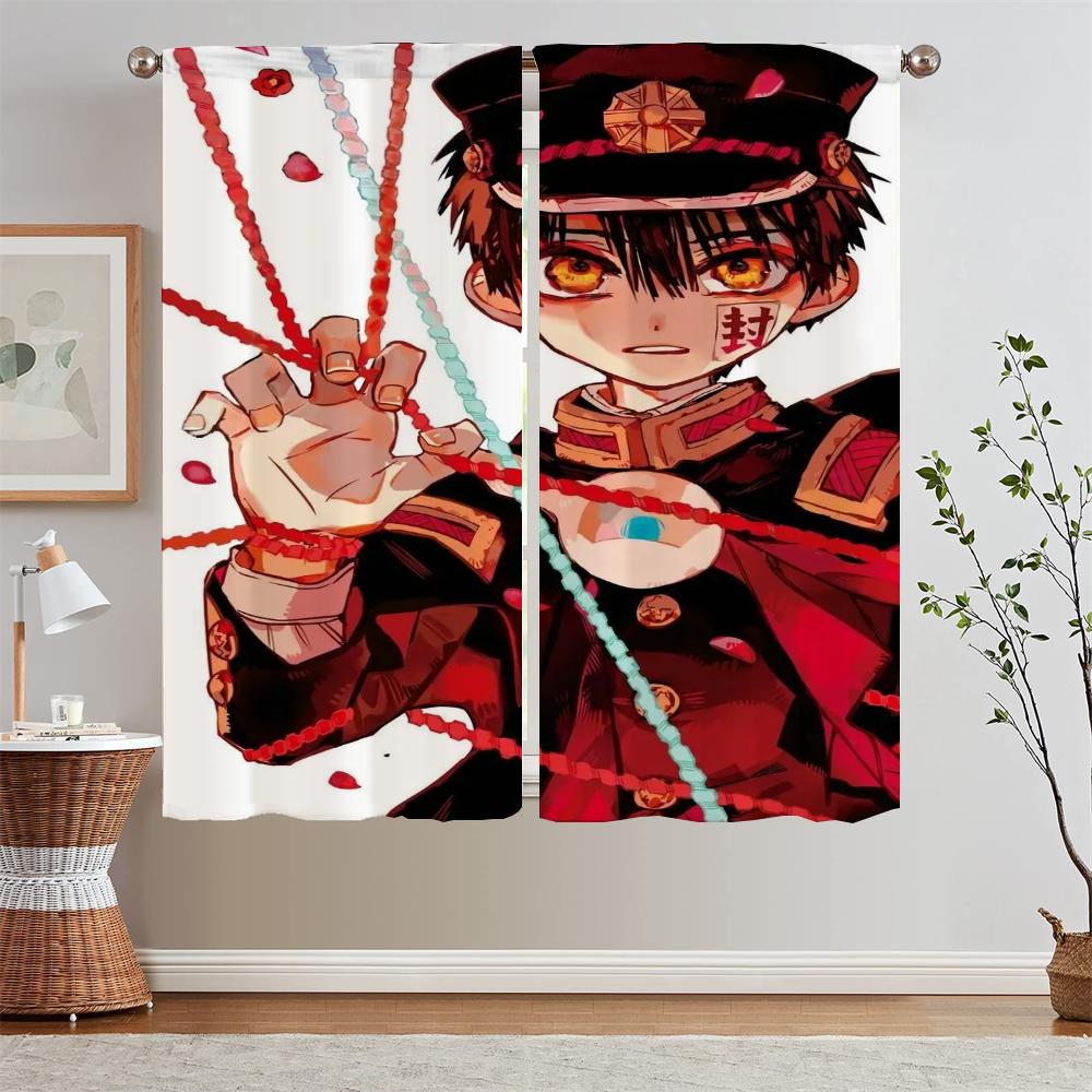 Hanako Kun Verdunkelungsvorhang Raffhalter Schlafzimmervorhänge 2 Stück Luxus Wohnzimmervorhänge für Kamera Locken Jalousie Jalousien Küche